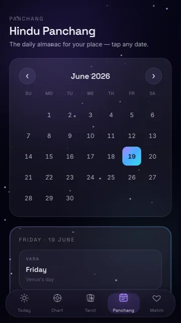 Astrosync panchang calendar screen